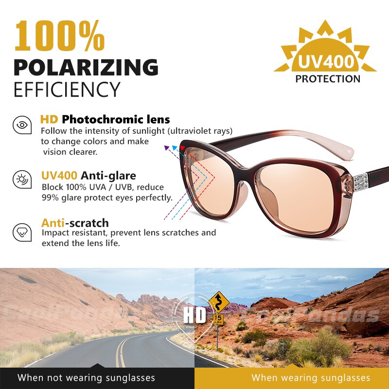 CoolPandas Photochromic Polarized Sunglasses Men Women